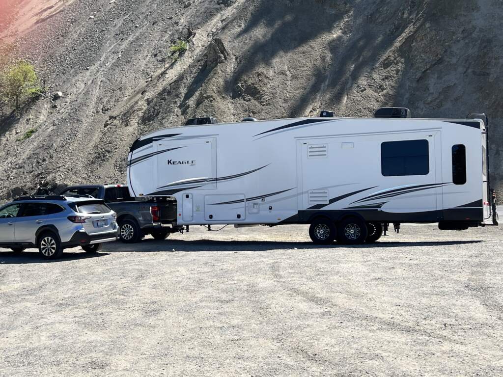 These special trailers hitch onto the bed of a pickup truck and can rotate up to 90 degrees, on our way to Naches heading toward Yellowstone