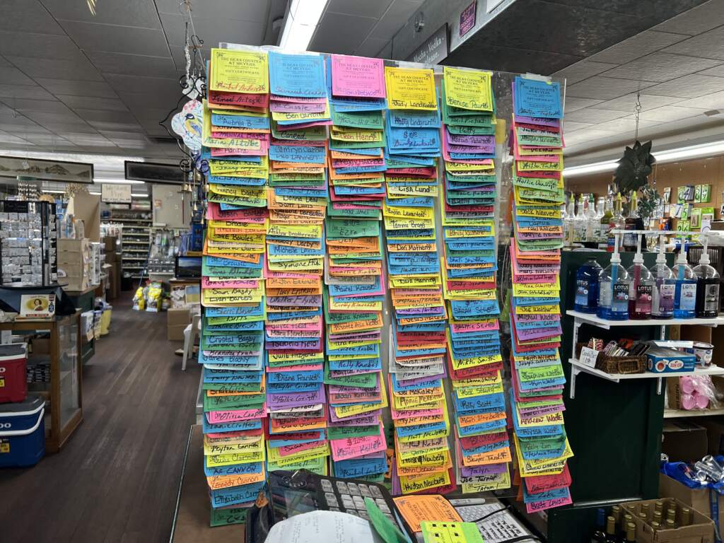 In Pomeroy, a store where the owner kept accounts with his customers this way — a great idea, but by hand!