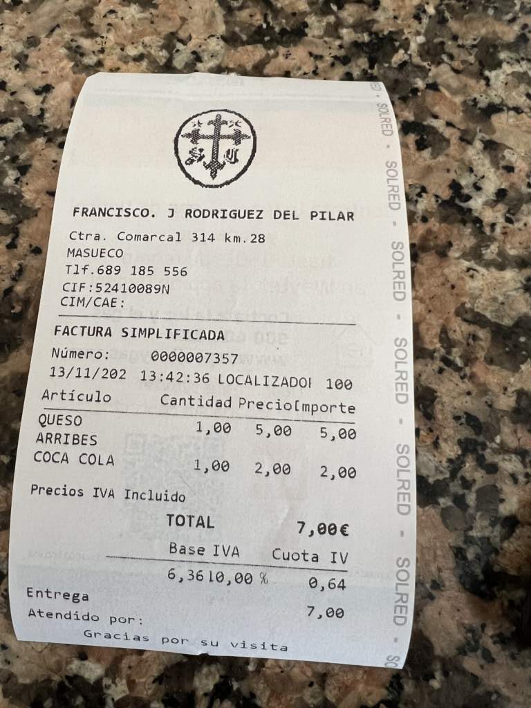 El precio del queso Arribes y la Coca Cola en la Repsol de la lado del mirado del Fraile, incomparable