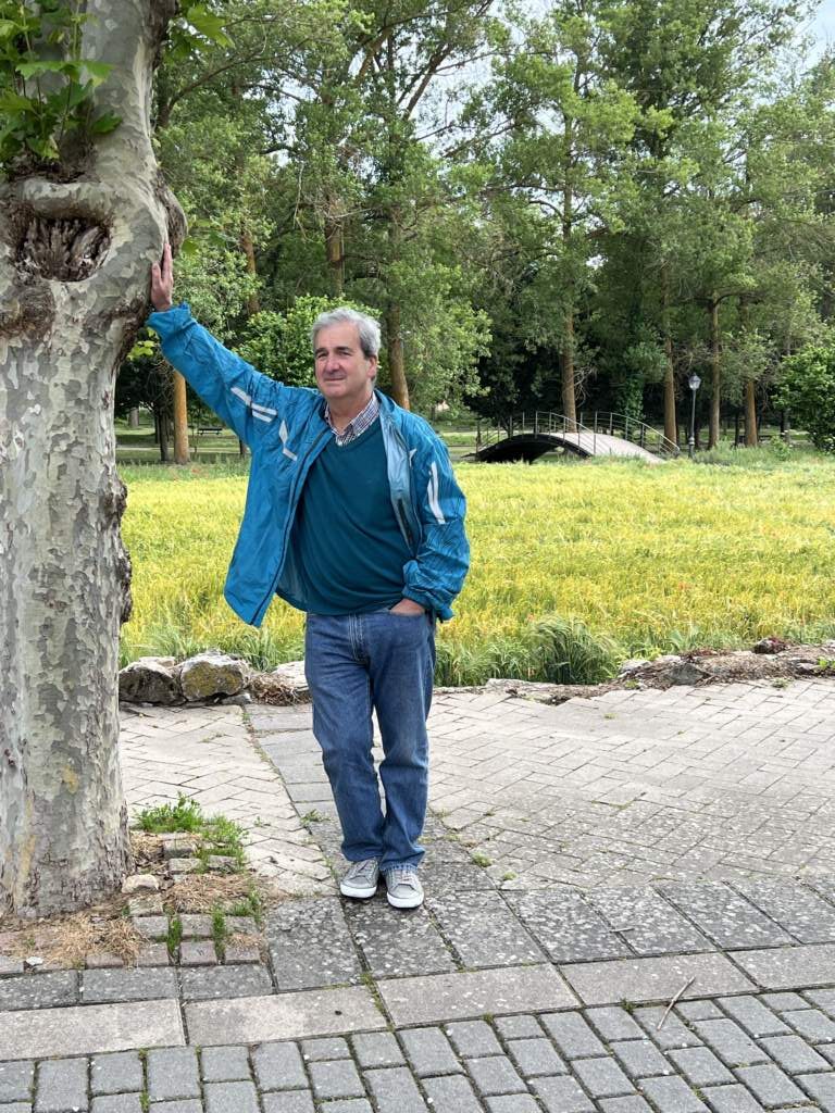 Aguilar de Campo, Miguel un amigo mio ya con frio, asi que le dejé el chubasquero ya que rondaban los 16C
