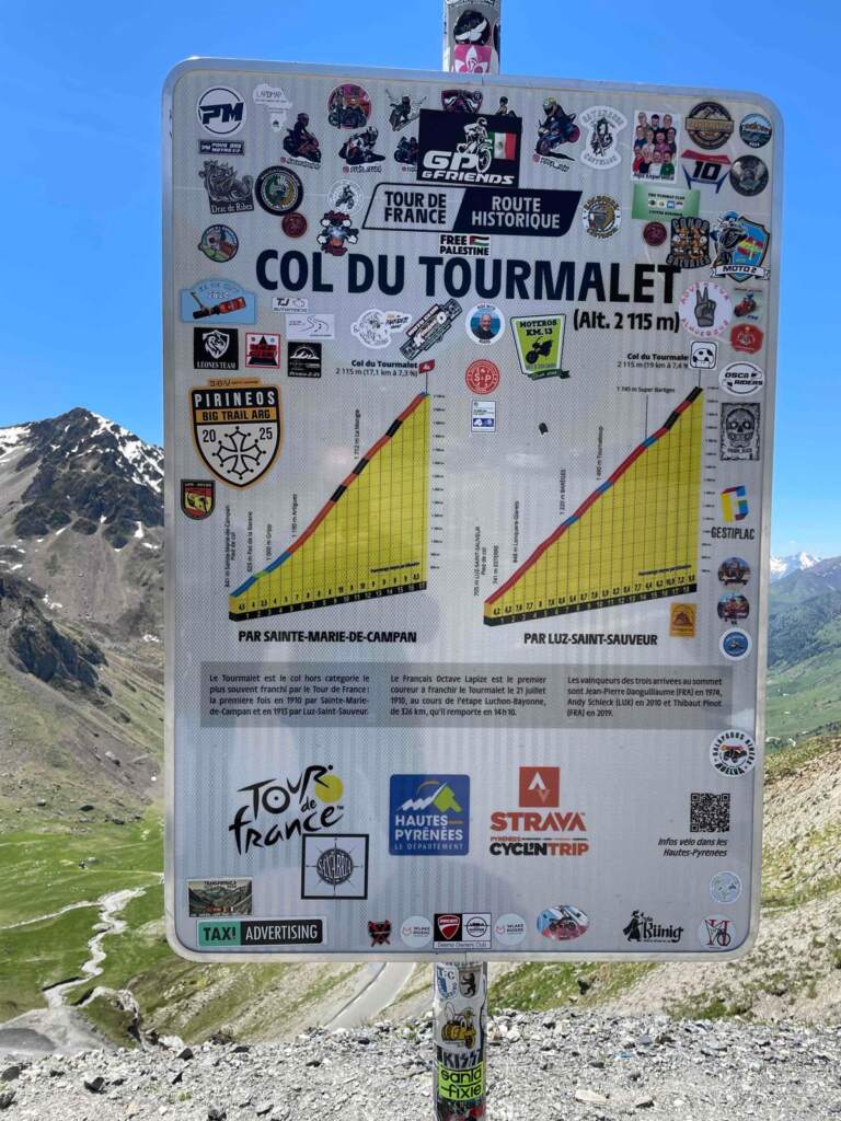 Col du Tourmalet, arriba del todo, en Francia y con sol