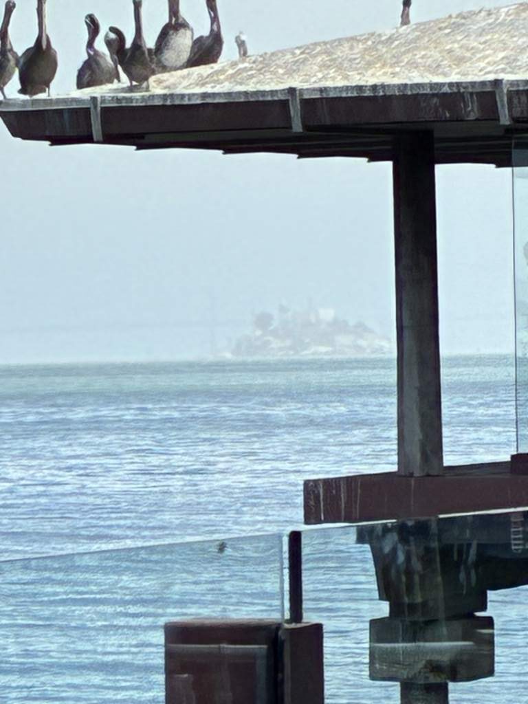Alcatraz, en la distancia y en la niebla; nos dijeron que era típico ver Alcatraz asi.